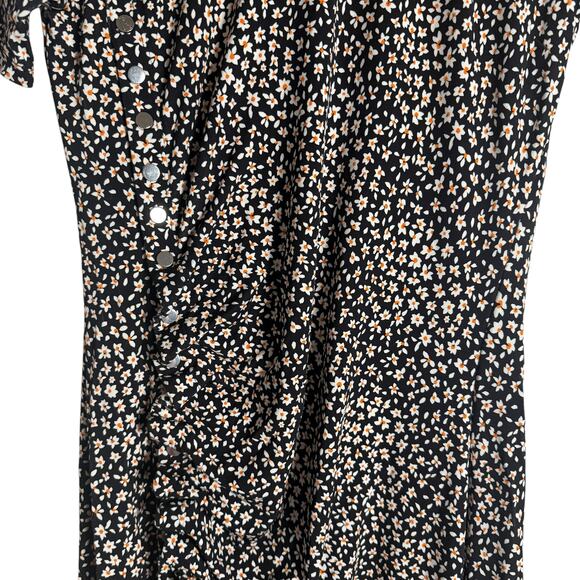 Paco Rabanne Black Floral Jersey Short Sleeve Crewneck Midi Dress Size XXL - Picture 12 of 16